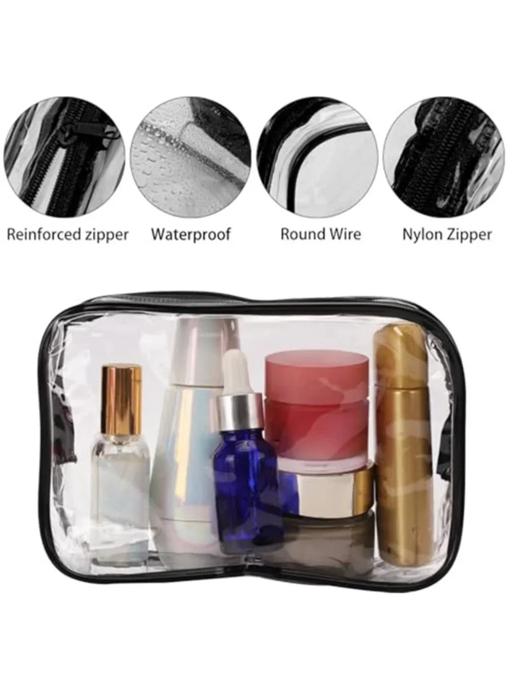 10 Pack Clear Makeup Bags PVC Cosmetic Toiletry Travel Organizer Zipper Pouches